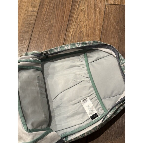 JanSport Originals Gray White Geometric Backpack With Suede Leather Bottom - Picture 6 of 7